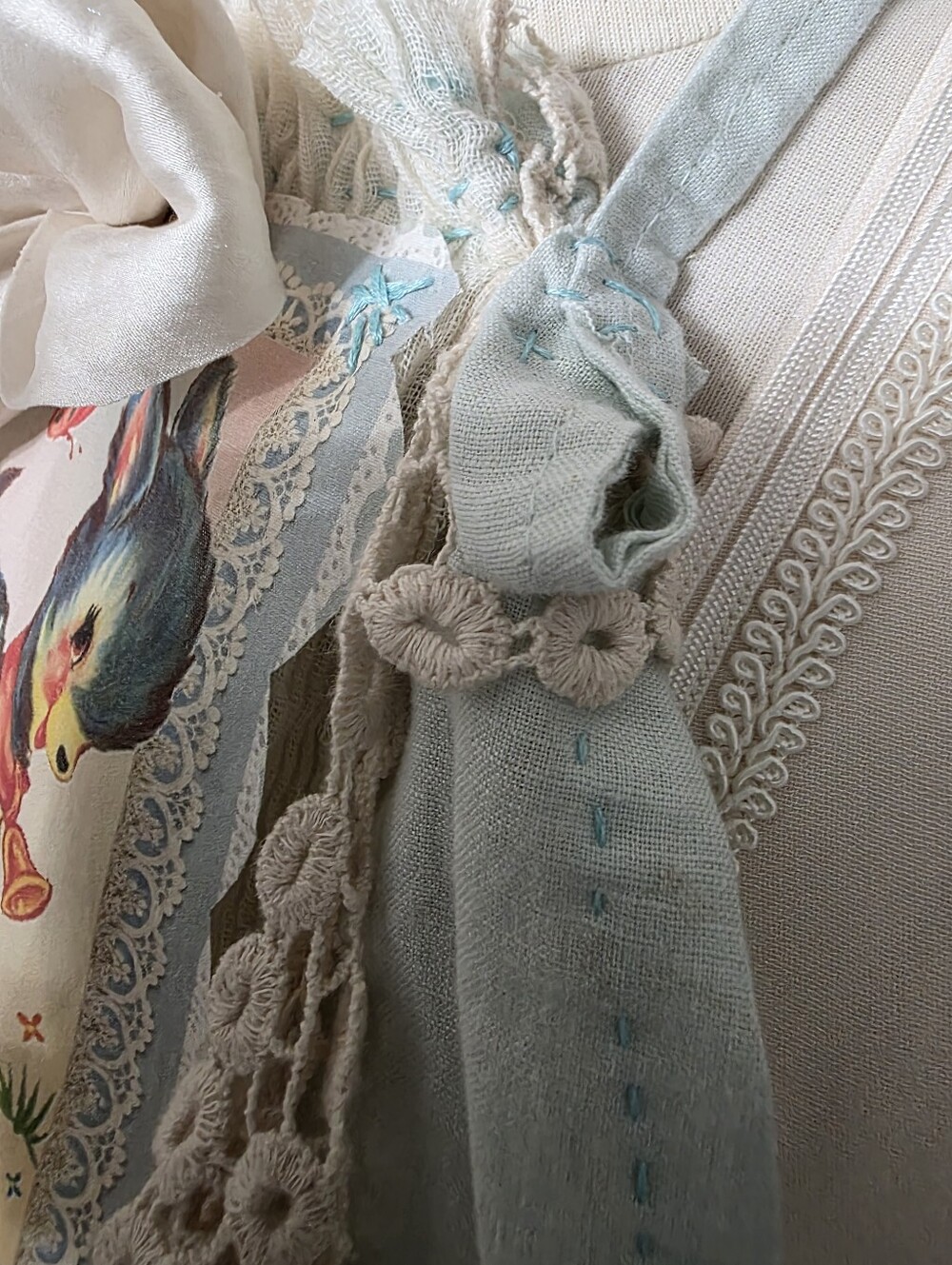 JABOT 🩷 SWEET DEER MOSSIE ANNA ARTISAN DESIGN 🩷OOAK - Picture 6 of 10